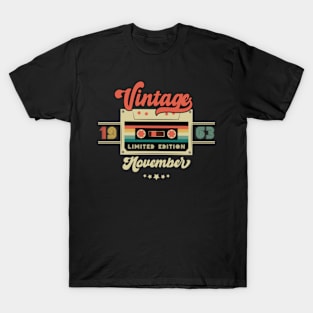 Vintage November 1963 Music Cassette - Limited Edition - 59 Years Old Birthday Gifts T-Shirt